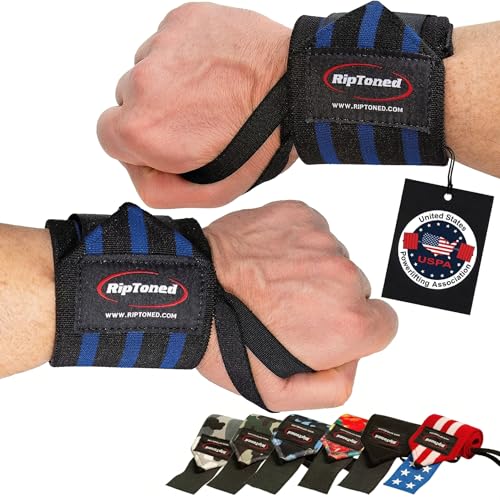 Wrist Wraps for Weightlifting – USPA & USAPL Approved – Stiff or Flex – 18" Gym Wrist Straps with Thumb Loop – Maximum Support for Men & Women - color: Blue, size: Stiff Fit