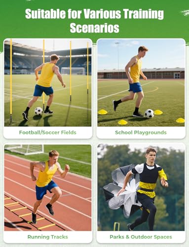 GHB Speed Agility Training Equipment, 6 Agility Poles Plus 6 Rubber Base