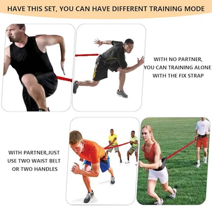 Speed and Agility Training Equipment, Two Resistance Bands and Adjustable Waist Belts 8pcs 80lb for Solo or Partner Exercise to Maximize Strength Power Focus Suitable for Muti-Sports