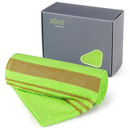 Zumi MINI 100% Cotton Camping Travel Towel - Small, Ultralight, Fast Drying, Highly Absorbent, Soft and Gentle on the Skin, Safe for the Planet (28" x 13" Green) - color: Green Mini