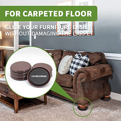 Furniture Sliders for Carpet 8 PCS - 4 3/4" Brown - size: 8 PCS 4 3/4 inch Brown