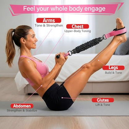 Pedal Resistance Band with Handles, 3 Adjustable Bands, Each Band Provides up to 30 lbs at Maximum Stretch, Combine 1/2/3 Bands for up to 90 lbs, Full Body Home Workout for Core, Arms and Legs
