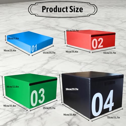 Free Combination Plyo Jump Box 7.9-55.1in Stackable Foam Box with Non-Slip Surface, Shock-Absorbing EPE Foam for Plyometrics, HIIT, Strength Training Home Gym(Size:03#+04#) - size: 03#+04#