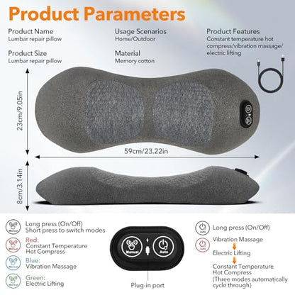 Smooth Spine Triple Fusion Back Massager with Heat - Sciatica Pain Relief & Spine Decompression Device, Deep Tissue Massager for Lower Back Pain, Office Chair and Home Use for Chronic Pain Solution