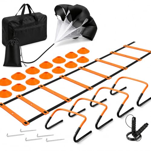 Multicolor Agility Ladder Set, Speed Agility Kit for Football Training, 12 Piece Speed Training Equipment for Kids, Full Training Set