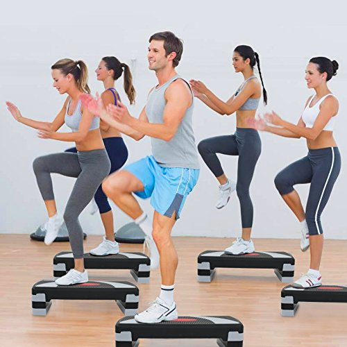 LEMY Adjustable Workout Aerobic Stepper, Exercise Step Platform for Home, Fitness, Gym, Strength Training - color: Black/Gray