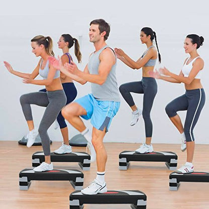 LEMY Adjustable Workout Aerobic Stepper, Exercise Step Platform for Home, Fitness, Gym, Strength Training - color: Black/Gray