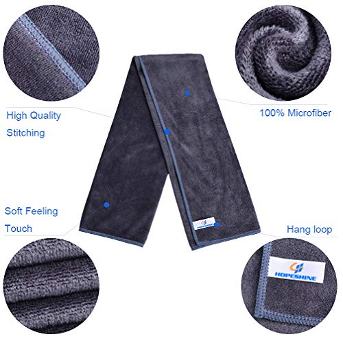 HOPESHINE Home Gyms Towel for Men Women Microfiber Gym Towels Cycling Workout Sweat Towel Set Quick Dry Exercise Sports Travel Towel Fast Drying 2-Pack (Black + Grey)