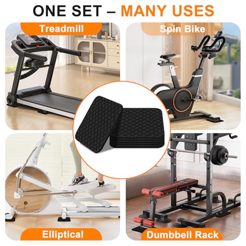 Compact Silicone Treadmill Mat, Non-Slip Shock Absorbing Pad, Floor Protector for Home Gym Equipment, Easy to Clean, Anti-Vibration, Prevents Floor Damage (12, 3.94x3.94x0.2inch)
