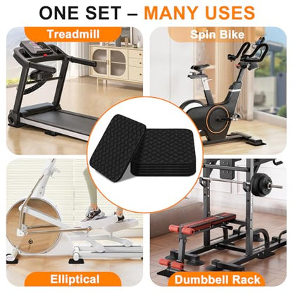 Compact Silicone Treadmill Mat, Non-Slip Shock Absorbing Pad, Floor Protector for Home Gym Equipment, Easy to Clean, Anti-Vibration, Prevents Floor Damage (12, 3.94x3.94x0.2inch)