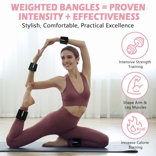 Ankle Weights for Women & Men, Adjustable Wrist & Ankle Weights 2 LB Each for Beginner & Pro, Soft Silicone Weighted Bangle for Walking, Pilates, Yoga, Running, Swimming, Arm & Leg Workouts (Set of 2)