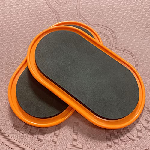 ARCOOL Exercise Core Sliders with Resistance band for Yoga,Dual Sided Abdominal Exercise Gliding Discs Use on Carpet or Hardwood Floors,Orange