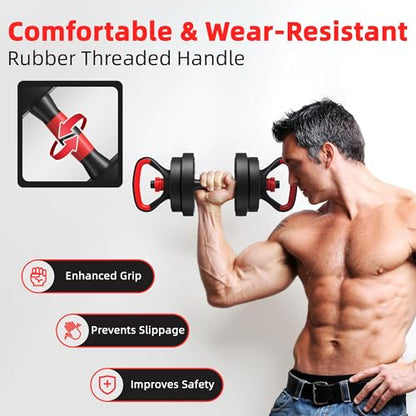 Fitvids Adjustable Dumbbell Set, 40/60LBS Free Weight Set, Multi-Functional Portable Changeable Dumbbell Barbell Kettlebell Set for Home, Multiple Style - size: 40LBS Set, 4in1