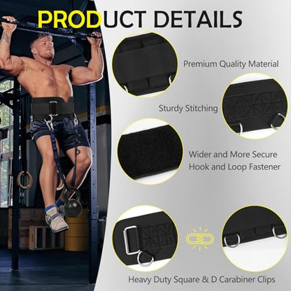 5 D-Rings Dip Belt with 30.7" Adjustable Nylon Strap for Pull Up