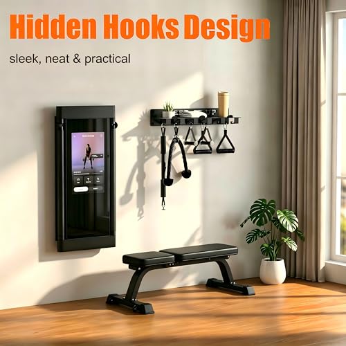 Tonal Accessories Shelf, 17" Heavy Duty Steel Wall Mounted Floating Storage Rack with T-Bracket Lock Hangers, Compatible with Various Home Gym Accessories, Black