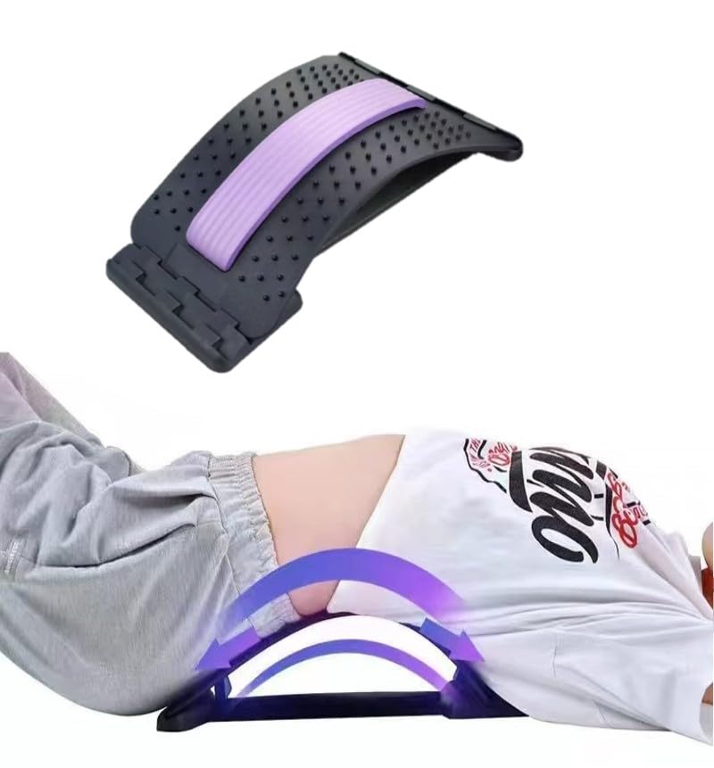 Back Extender for Lower Back Pain, Level 3 Adjustable Back Biscuit Board, Scoliosis Back Massager, Purple