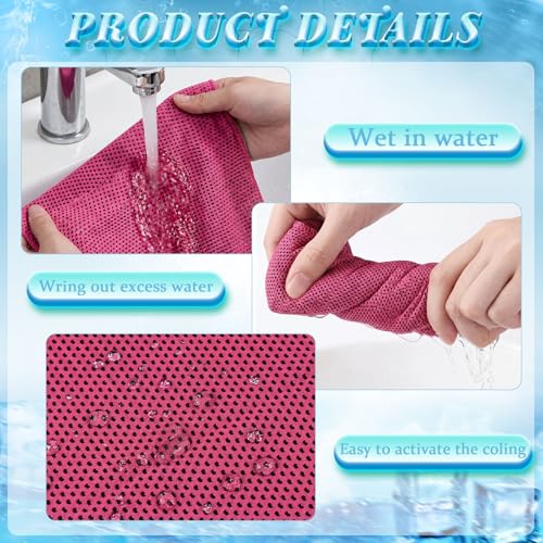 Honoson 10 Pcs Cooling Towels with Bottle, 47 x 12 in, Rose Red - color: Rose Red