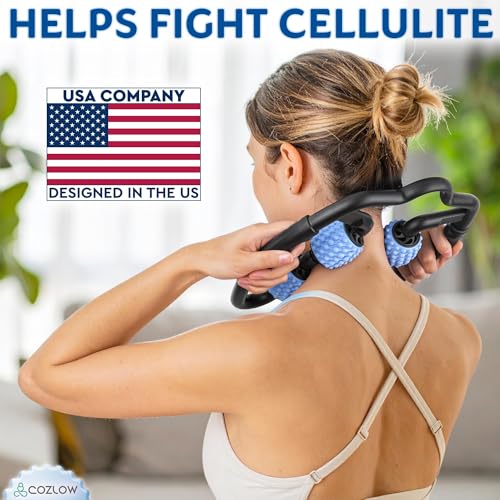 Dual Sided Muscle Roller - Cellulite Massager for Arms and Legs - Flexible Massage Tool - Effective Sculpting Massage for Thighs, Butt - color: Blue/Black