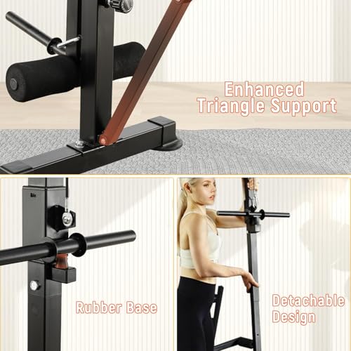 Multi-Function 8 in 1 Foldable Weight Bench Set with Leg Extension/Squat Rack, Adjustable Bench Press for Home Gym.（US Stock） - color: light red