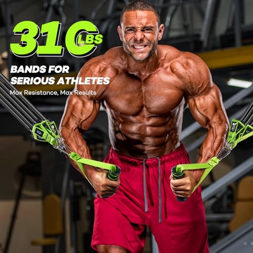 Resistance Bands, 390 LBS Heavy Duty Exercise Bands for Working Out, Workout Bands with Handles, Stretch Band for Men, Fitness Bands for Home Workouts, Muscle Training, Strength, Slim, Yoga