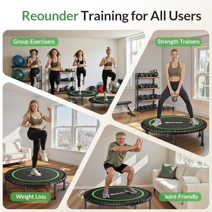BCAN BT2 Mini Rebounder Trampoline for Adults|Bungee|No Handle|FED Fitness - color: 40-Green, size: 40IN