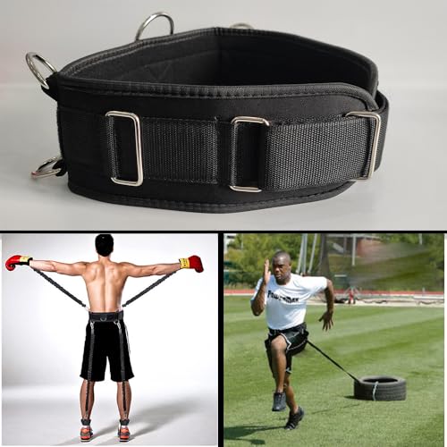 Fitness Resistance Belt Multi Functional Fitness Belt with 5 Rings for Weight Training and Resistance Training of Load Carrying Pull Up Belt Squat