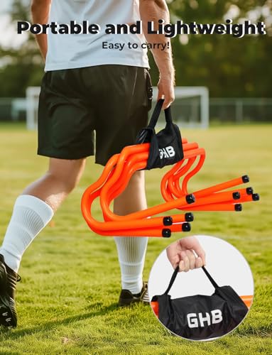 GHB Agility Hurdles 8" Speed Agility Training Hurdles, Detachable Sturdy Hurdles Training Equipment Set with Carry Bag for Kids,Athletes,Soccer,Basketball
