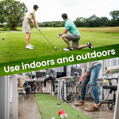 VEASAERS Golf Alignment Stick Training Aid Foldable Rods 2 Sticks with Cover, Practice Aid for Aiming Putting Swing Trainer Posture Corrector Indoor Outdoor