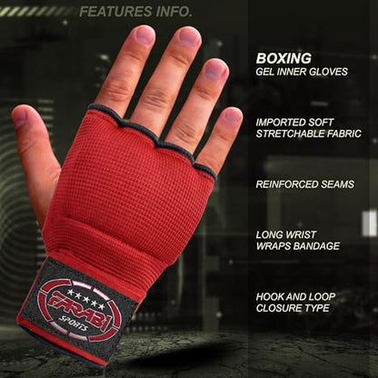 FARABI Kids Hybrid Boxing Inner Gloves Punching Boxing Gloves - color: All Red (Pack of 2)