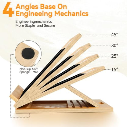 15.7x20 Inches Anti-Slip Slant Boards for Exercise, Adjustable Wooden Slant Board for Calf Stretching with Stretch Strap, for Leg, Knees, Heel, Ankle,Stretching, Plantar Fasciitis (220 LBS Capacity) - size: Large