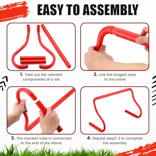Seenelling 16 Pcs 12" Speed Agility Training Hurdles Large Size Detachable Agility Hurdles Hurdles Training Equipment Set for Athletes Soccer Basketball - color: Red