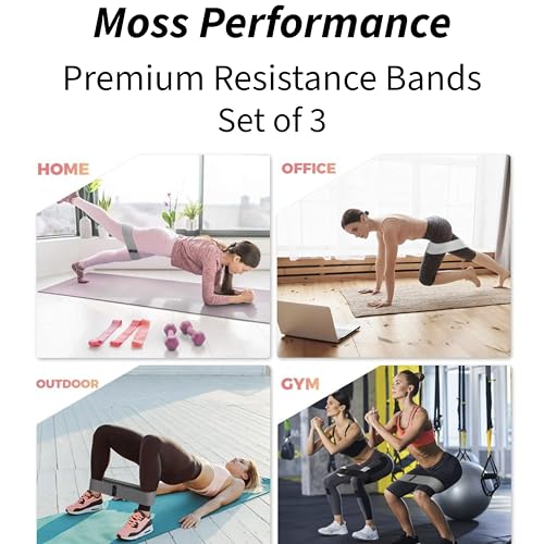 Premium Fabric Resistance Bands, Glute Bands, Set of 3 Resistance Strengths with Carrying Bag for Men & Women, Strength Training, Pilates, Physical Therapy, Home Exercise, & More