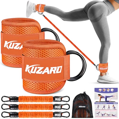 Ankle Resistance Bands with Cuffs, Ankle Weights Bands for Working Out, Women Leg and Glutes Workout Equipment, Exercise Bands for Kickbacks, Butt and Booty Trainer, Home Gym Fitness Equipment - color: Orange
