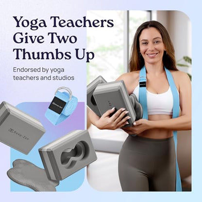Deep-Zen® Yoga Blocks Wrist Support; Yoga Blocks 2 Pack with Knee Pads and Strap to Put Less Weight on Wrists; Durable, Versatile Yoga Brick Exercise Block Set, Blocks Yoga - color: Grey