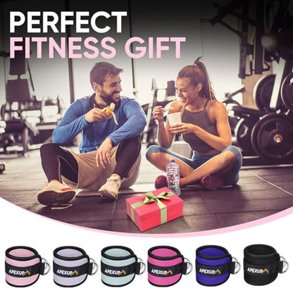APEXUP Ankle Strap for Cable Machine, Ankle Resistance Bands, Cable Kick Back Ankle Straps for Gym, Glute Workouts, Leg Extensions, Adjustable Straps with Neoprene Padding - color: Black, style: Pair