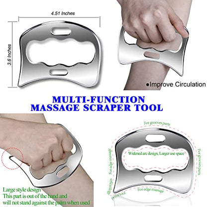 3 in 1 304Stainless Steel Muscle Scraper Tools Set,Scraping Massage Tools for Physical Therapy,Derma Edge Massage Tool & GuaSha Massage Scraper Tool,IASTM Tools,Guasha Tool for Body