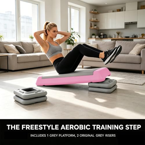Aerobic Step Platform Height Adjustable Workout Step - color: Double-layer Base-Fuchsia