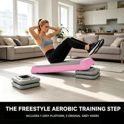 Aerobic Step Platform Height Adjustable Workout Step - color: Double-layer Base-Fuchsia