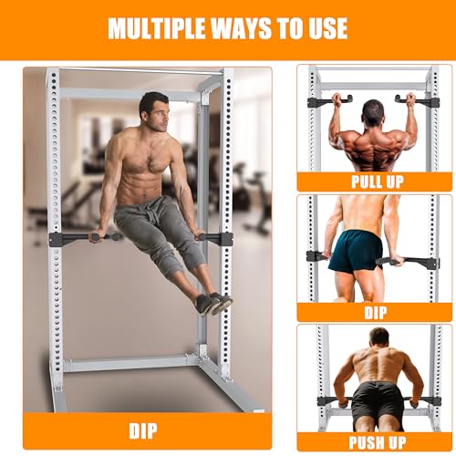Muti-Grip Dip Bars Attachment for Power Cage with 5/8" or 1" Hole, Non-Slip Wide & Narrow Grip Dips Double Handles, 600 lbs Capacity, Squat Rack Attachment for Dips, Inverted Rows, Push-Ups