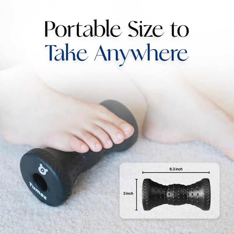 Tumaz Foot Roller for Plantar Fasciitis Relief，Foot Massage Roller for Alleviate Planter Fasciitis Pain,Arch Pain,Trigger Points & Deep Tissue, Portable - Reflexology Tool,Black - color: Black