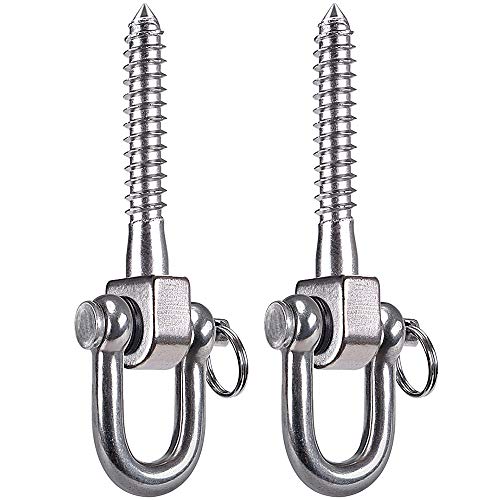 SELEWARE 2 Pack Swing Hangers Swing Set Hooks Stainless Steel Hammock Hooks for Porch Swing, Hammock Chair, Heavy Bag, Yoga Silk, Suspension Straps, Gymnastics Rings