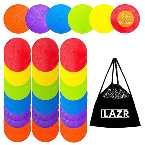 LAZR Non Slip Agility Marker Aggregate Dots 4.72 inch 9 inch Floor Dot Marker for Classroom Dance Sports Football Basketball Speed Agility Training - style: 4.72inch 36pcs