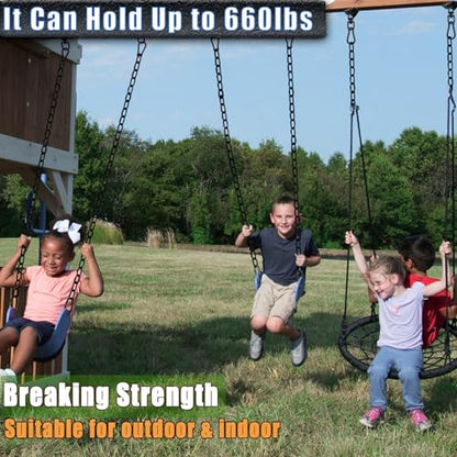 2 Pack Hanging Swing Chain with 4 Carabiners 25in, 660LB Capacity Heavy Duty Hammock Hardware Kit for Punching Bags, Swing Chairs, Indoor & Outdoor Gym (Black)