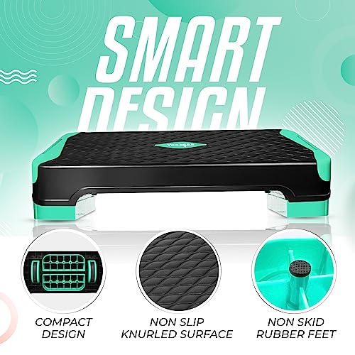 Yes4All 2-in-1 Adjustable Aerobic Step Platform Fitness Exercise Stepper with Rocker Balance Board Legs for Home Workout, Step Exercise & Balance Training