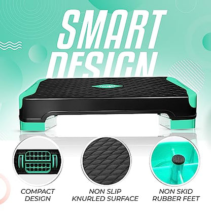 Yes4All 2-in-1 Adjustable Aerobic Step Platform Fitness Exercise Stepper with Rocker Balance Board Legs for Home Workout, Step Exercise & Balance Training
