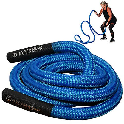 HYPERWEAR Hyper Rope Weighted Short Battle Rope 20 ft / 15 lb – Blue - size: 20 ft (15 lb) Blue