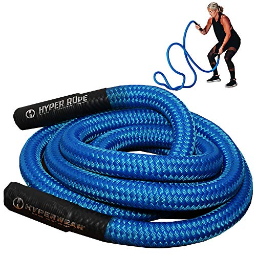 HYPERWEAR Hyper Rope Weighted Short Battle Rope 20 ft / 15 lb – Blue - size: 20 ft (15 lb) Blue