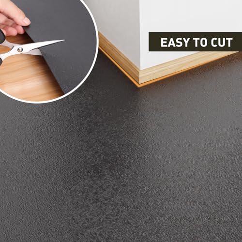 Area Floor Mat for Home, 4'×6' Large Black No Slip Waterproof Vinyl Area Rug for Under Dining Room Table, Spill Resistant Hard Floor Protector Cover, Easy Clean Splat Mat for Under High Chair