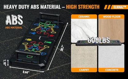 Portable Push Up Board Gym Kit 25-in-1, Foldable Push Up Station & Exercise Board Workout Set with 18 Accessories, Resistance Bands & Handles, Ankle Straps for Men, Women & Teens