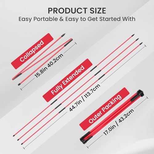 FINGER TEN Golf Alignment Sticks Rods Swing Trainer Tools 43 Inch 2 Or 3 Pack, Fits in Golf Bag Tour Stickers Practice Training Aid